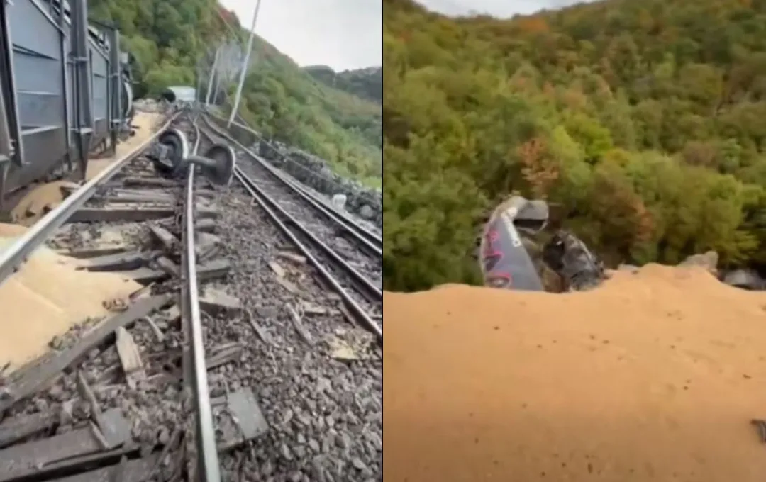Vozi iskočio iz šina i upao u provaliju, otkazale mu kočnice: Strojovođa se jedva spasio VIDEO